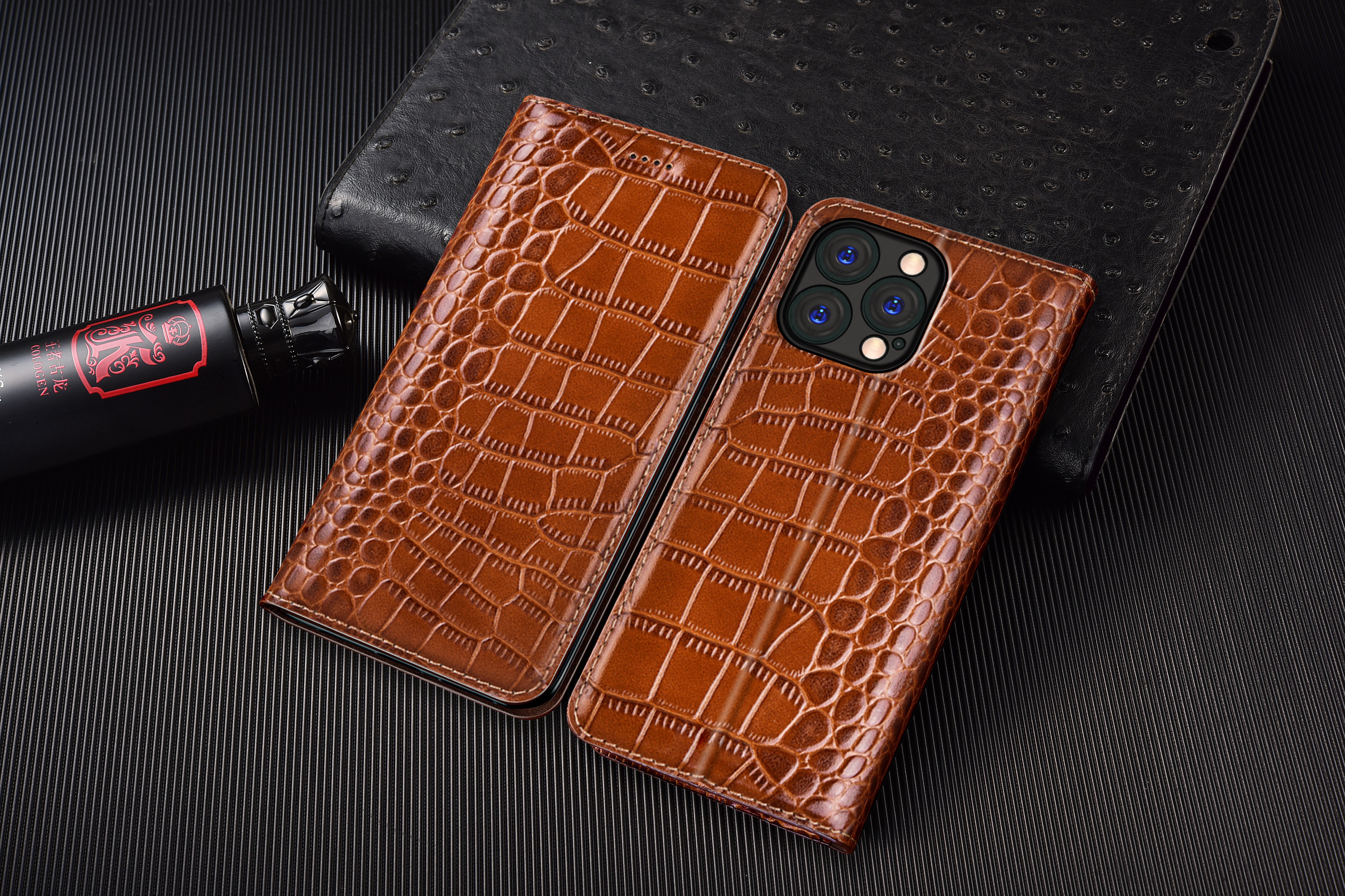 Crocodile Genuine Leather Flip - Phone Accessories Logo recension och pris