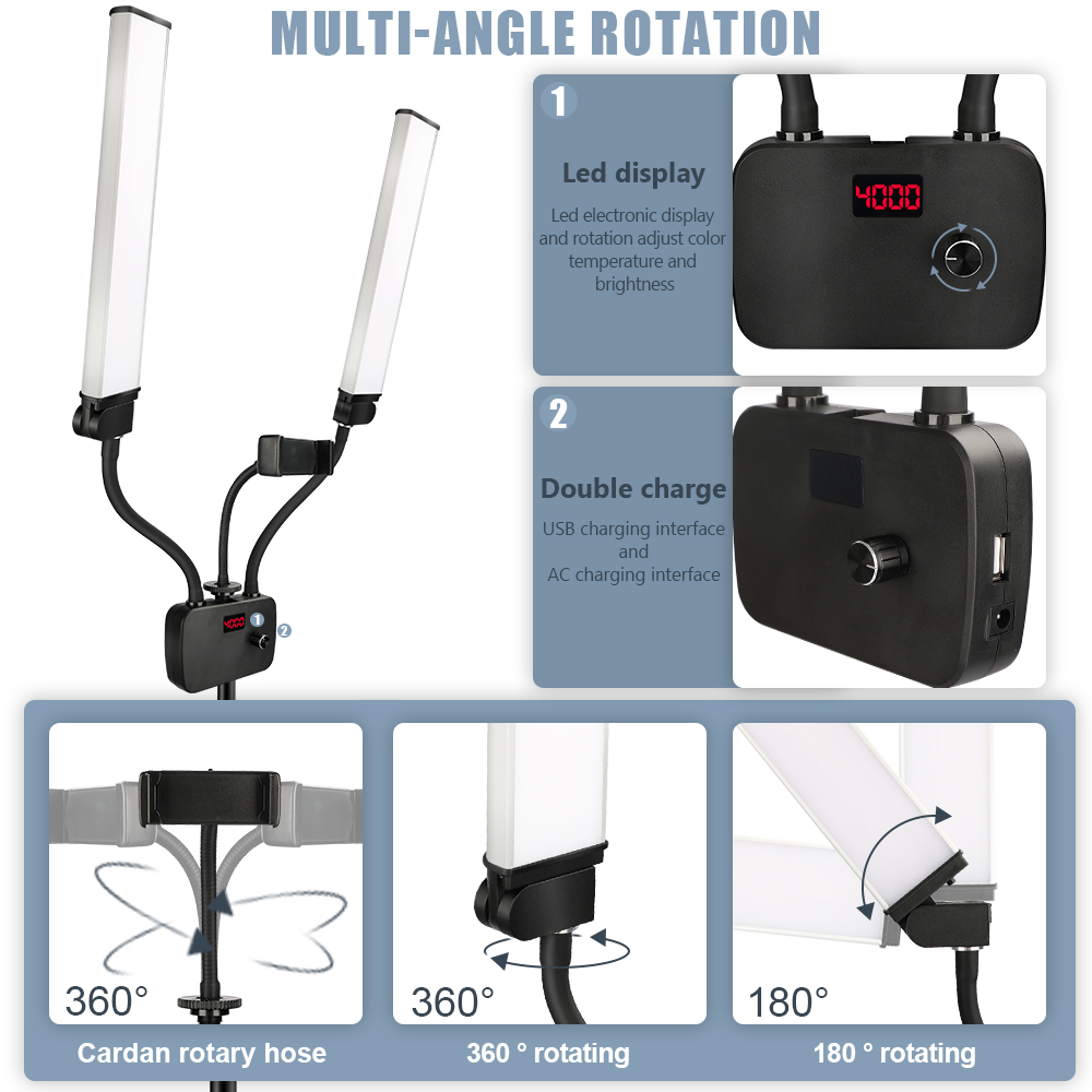 Double Arms LED Fill Photo Stu - Led Strip Selfie recension och pris